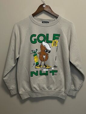Golf Nut Vintage 90s Golfing Peanut Crewneck Sweatshirt Size Medium